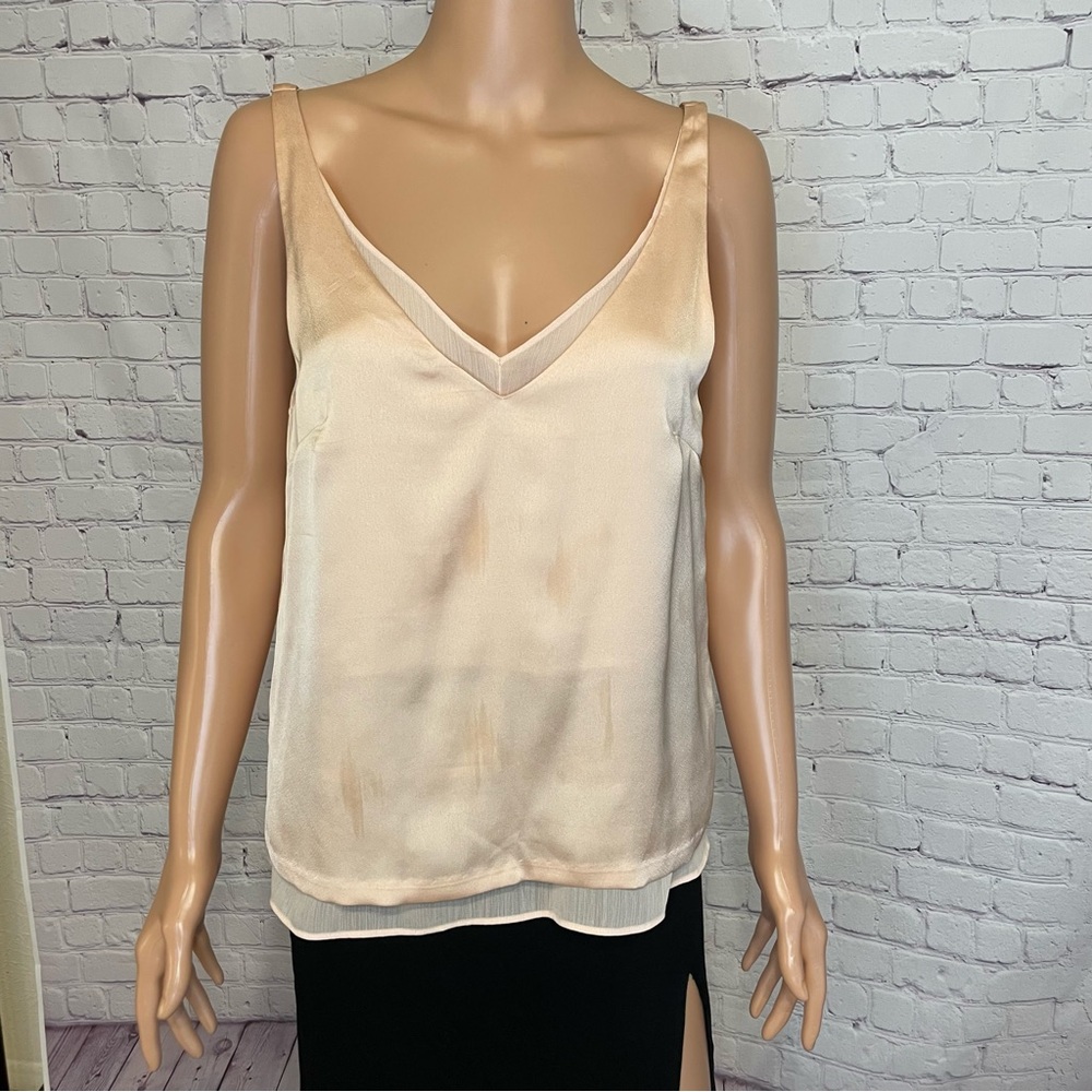 H&M Shiny peach Lined V-Neck Blouse